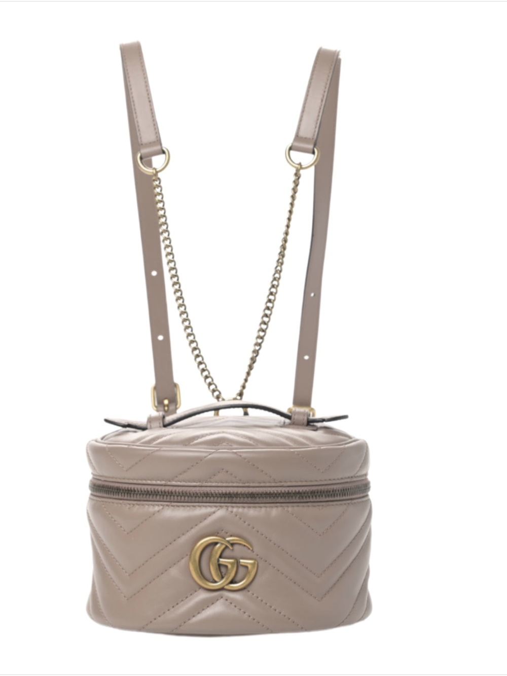 Gucci Taupe Quilted Leather Mini Camera Bag with Gold Hardware